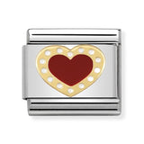 Composable Classic Dekoratif Link - Aşk - Kırmızı noktalı kalp -  18K Altın