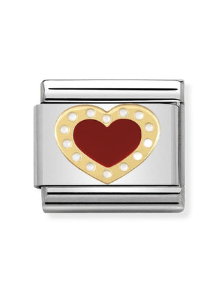 Composable Classic Dekoratif Link - Aşk - Kırmızı noktalı kalp -  18K Altın