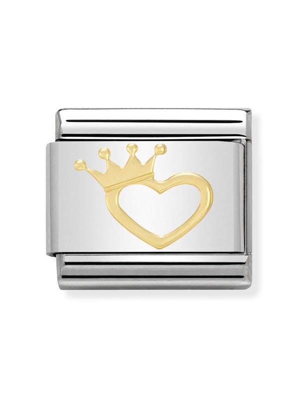 Composable Classic Dekoratif Link - Aşk - Taç ile Kalp - (17 Heart with crown) 18K Altın