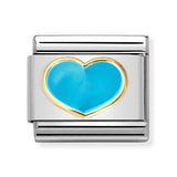 Composable Classic Dekoratif Link - Aşk - Turkuaz Kalp - (25 Turquoise heart) 18K Altın