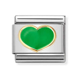 Composable Classic Dekoratif Link - Aşk - Yeşil kalp - (23 Green Apple heart) 18K Altın