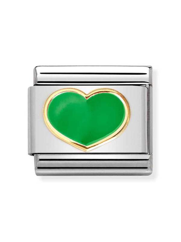 Composable Classic Dekoratif Link - Aşk - Yeşil kalp - (23 Green Apple heart) 18K Altın