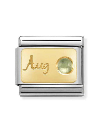 Composable Classic Dekoratif Link - Ay Taşları - Ağustos Peridot -  18K Altın