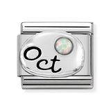 Composable Classic Dekoratif Link - Ay Taşları - Ekim Beyaz Opal -  925 Gümüş