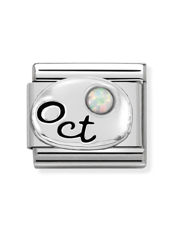 Composable Classic Dekoratif Link - Ay Taşları - Ekim Beyaz Opal -  925 Gümüş