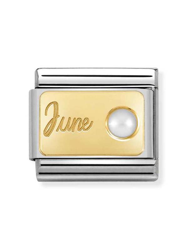 Composable Classic Dekoratif Link - Ay Taşları - Haziran İnci -  18K Altın