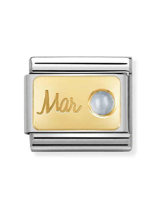 Composable Classic Dekoratif Link - Ay Taşları - Mart Aquamarine -  18K Altın