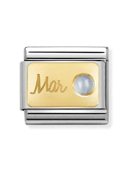 Composable Classic Dekoratif Link - Ay Taşları - Mart Aquamarine -  18K Altın