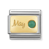 Composable Classic Dekoratif Link - Ay Taşları - Mayıs Zümrüt -  18K Altın