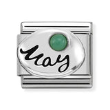 Composable Classic Dekoratif Link - Ay Taşları - Mayıs Zümrüt -  925 Gümüş