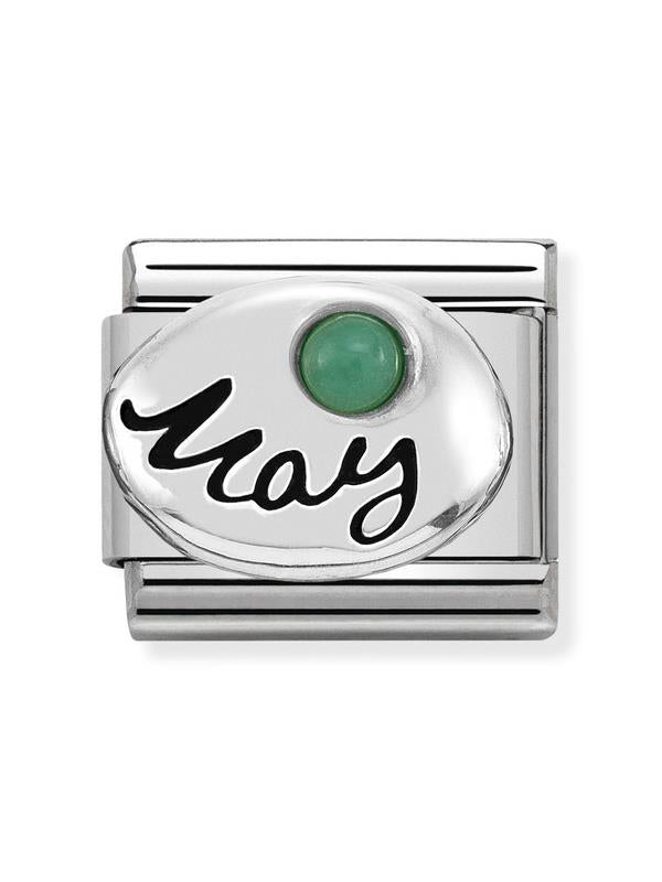 Composable Classic Dekoratif Link - Ay Taşları - Mayıs Zümrüt -  925 Gümüş