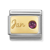 Composable Classic Dekoratif Link - Ay Taşları - Ocak Garnet -  18K Altın
