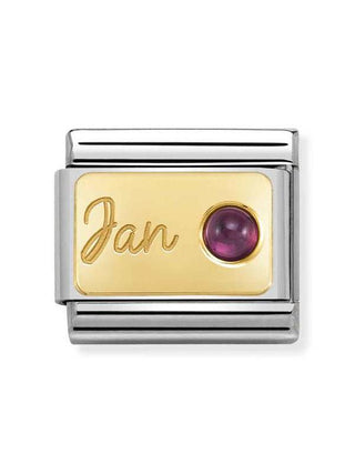 Composable Classic Dekoratif Link - Ay Taşları - Ocak Garnet -  18K Altın