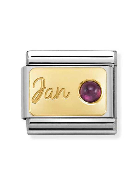 Composable Classic Dekoratif Link - Ay Taşları - Ocak Garnet -  18K Altın
