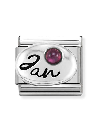 Composable Classic Dekoratif Link - Ay Taşları - Ocak Garnet -  925 Gümüş