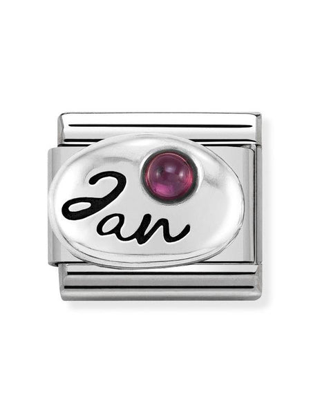 Composable Classic Dekoratif Link - Ay Taşları - Ocak Garnet -  925 Gümüş