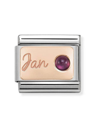 Composable Classic Dekoratif Link - Ay Taşları - Ocak Garnet -  9K Rose Altın