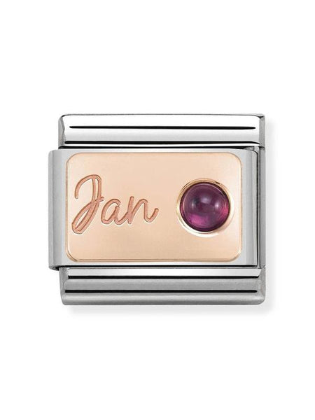 Composable Classic Dekoratif Link - Ay Taşları - Ocak Garnet -  9K Rose Altın