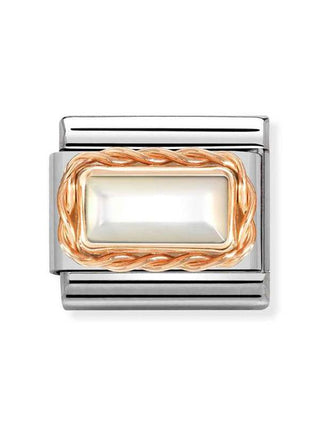 Composable Classic Dekoratif Link - Baget Taş - Beyaz İnci -  9K Rose Altın