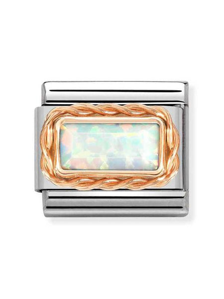Composable Classic Dekoratif Link - Baget Taş - Beyaz Opal -  9K Rose Altın