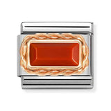 Composable Classic Dekoratif Link - Baget Taş - Kırmızı mercan -  9K Rose Altın
