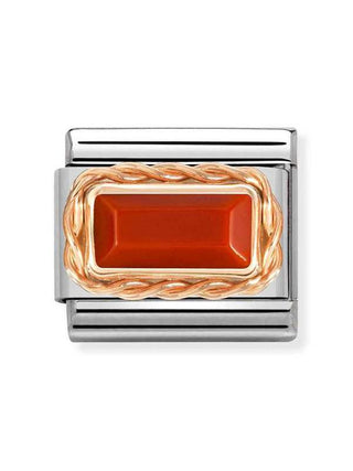 Composable Classic Dekoratif Link - Baget Taş - Kırmızı mercan -  9K Rose Altın