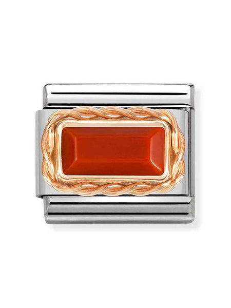 Composable Classic Dekoratif Link - Baget Taş - Kırmızı mercan -  9K Rose Altın