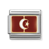 Composable Classic Dekoratif Link - Bayraklar Afrika - Tunus - (15 TUNISIA) 18K Altın