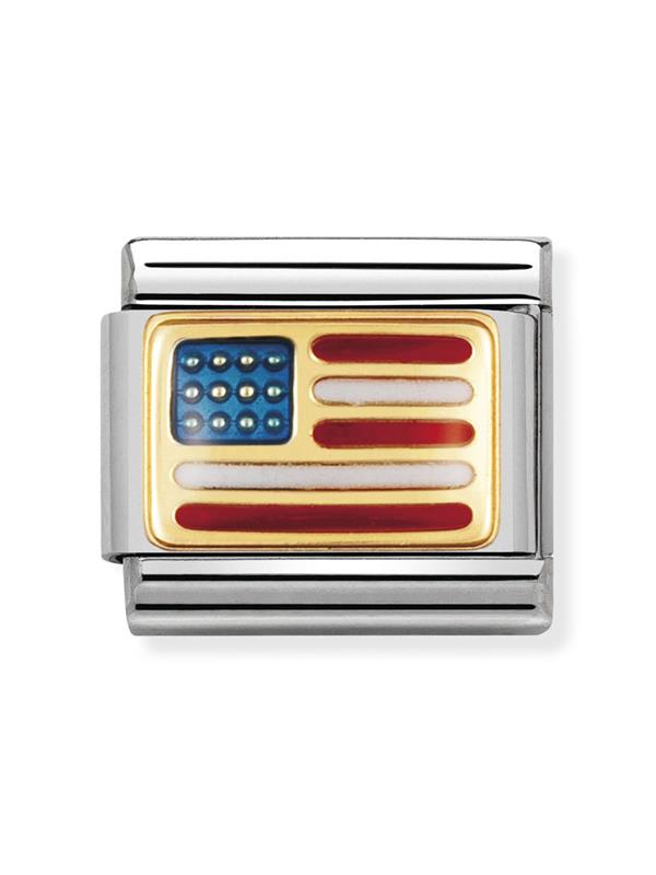 Composable Classic Dekoratif Link - Bayraklar Amerika - Amerika Birleşik Devletleri -  18K Altın