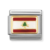 Composable Classic Dekoratif Link - Bayraklar Asya - LÜBNAN - (13 LEBANON) 18K Altın