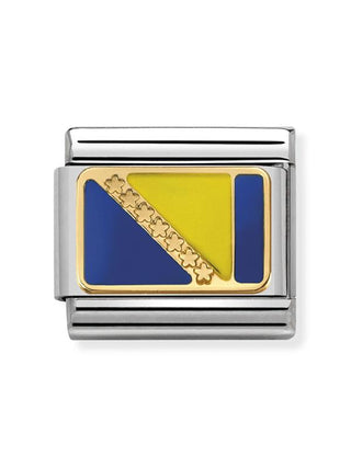 Composable Classic Dekoratif Link - Bayraklar Avrupa - Bosna -  (51 Bosnia) 18K Altın