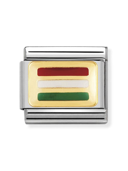 Composable Classic Dekoratif Link - Bayraklar Avrupa - MACARİSTAN -  18K Altın
