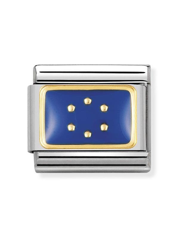 Composable Classic Dekoratif Link - Bayraklar Avrupa - Mavi Avrupa -  18K Altın