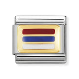 Composable Classic Dekoratif Link - Bayraklar Avrupa - Sırbistan - (44 Serbia) 18K Altın