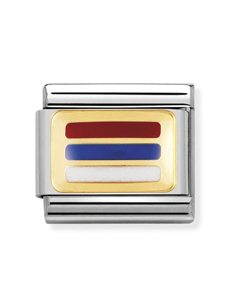 Composable Classic Dekoratif Link - Bayraklar Avrupa - Sırbistan - (44 Serbia) 18K Altın