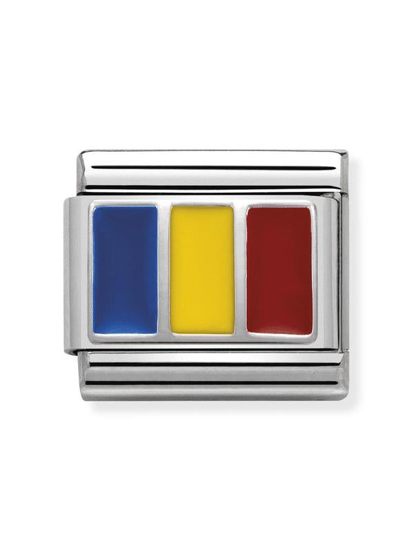 Composable Classic Dekoratif Link - Bayraklar - Romanya - (24 Romania) 925 Gümüş