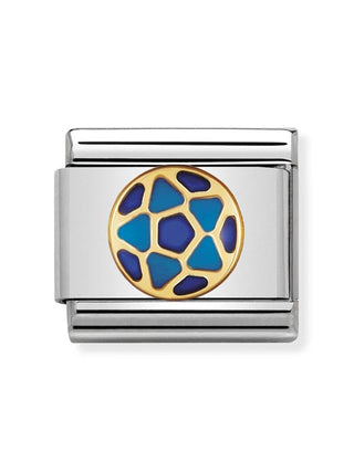 Composable Classic Dekoratif Link - Futbol İtalyan - Mavi koyu mavi top -  18K Altın