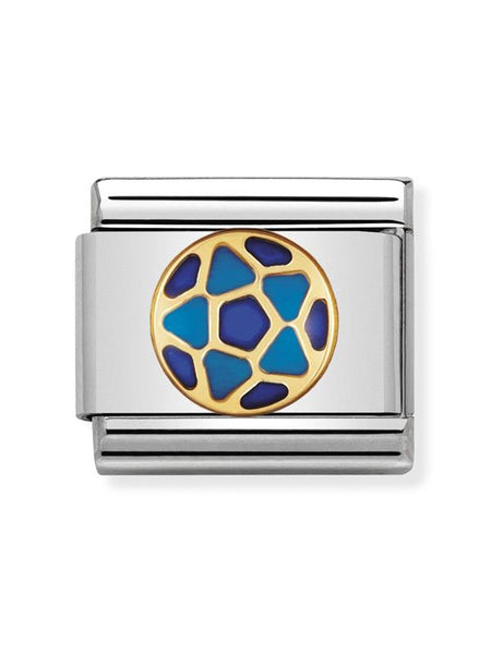 Composable Classic Dekoratif Link - Futbol İtalyan - Mavi koyu mavi top -  18K Altın