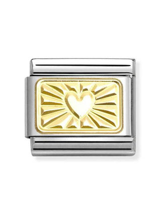 Composable Classic Dekoratif Link - Gravür - Elmas Kalp - (58 Diamond heart) 18K Altın