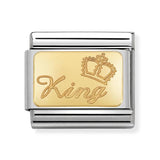 Composable Classic Dekoratif Link - Gravür - Kral - (48 King) 18K Altın