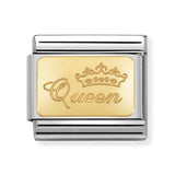 Composable Classic Dekoratif Link - Gravür - Kraliçe - (49 Queen) 18K Altın
