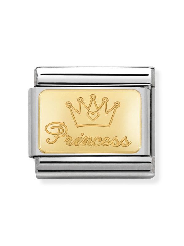 Composable Classic Dekoratif Link - Gravür - Prenses - (47 Princess) 18K Altın