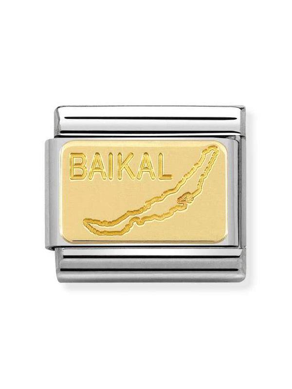 Composable Classic Dekoratif Link - Gravür Ülkeler - Baikal Gölü -  18K Altın