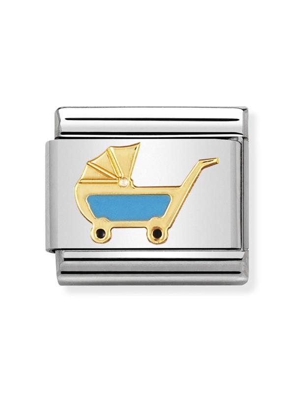 Composable Classic Dekoratif Link - Günlük Hayat - Mavi çocuk arabası -  18K Altın