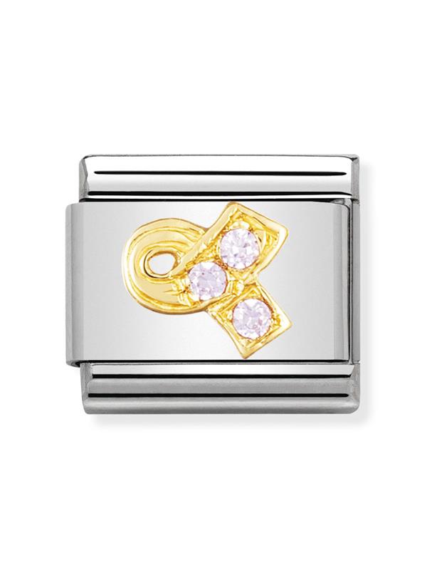 Composable Classic Dekoratif Link - Günlük Hayat - Pembe kurdele -  18K Altın Zirkon