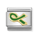Composable Classic Dekoratif Link - Günlük Hayat - Yeşil Kurdele -  18K Altın