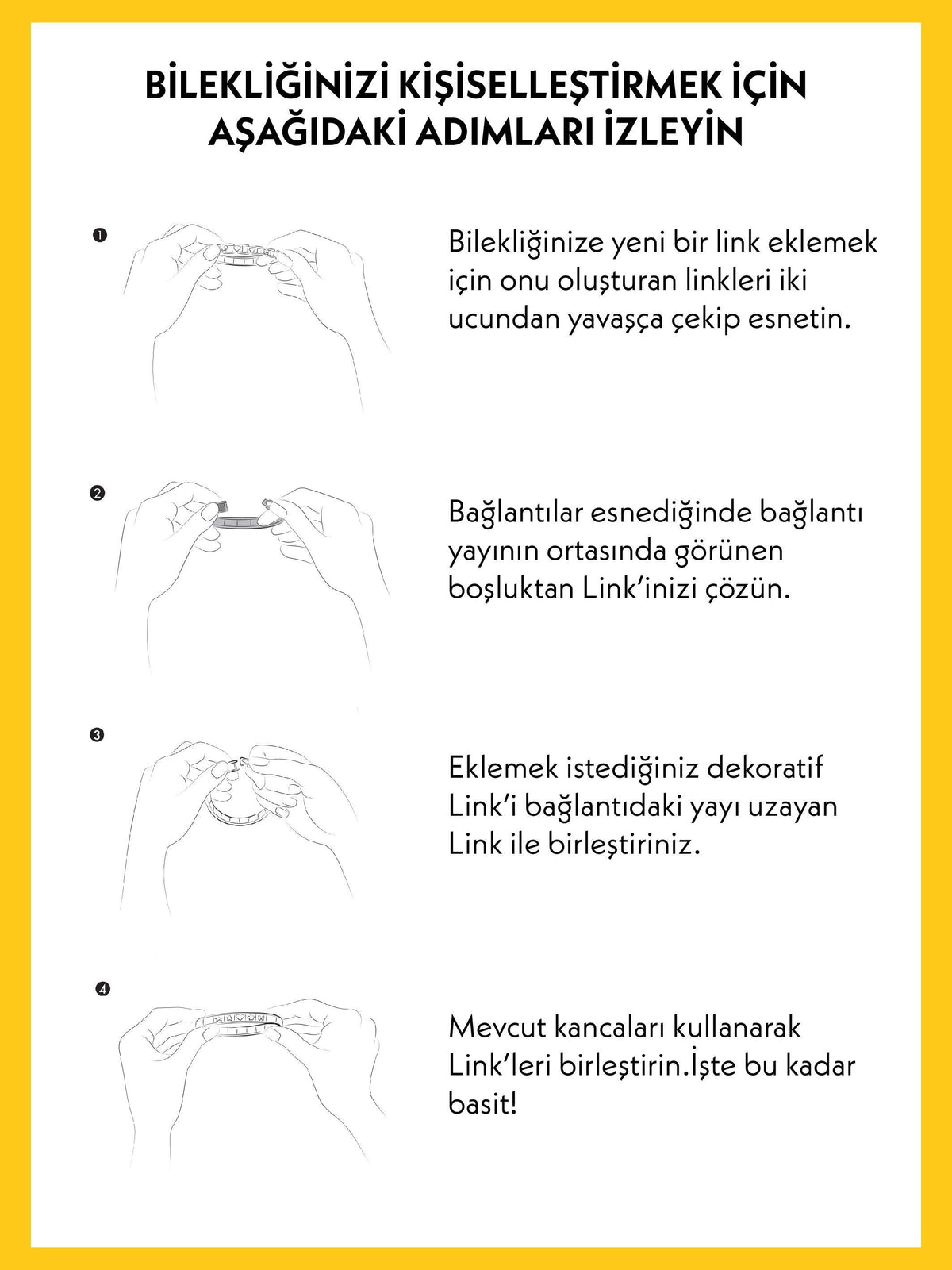 Composable Classic Dekoratif Link - Harfler - A harfi - (01 A) 18K Altın  - Gümüş Rengi Bileklik ile