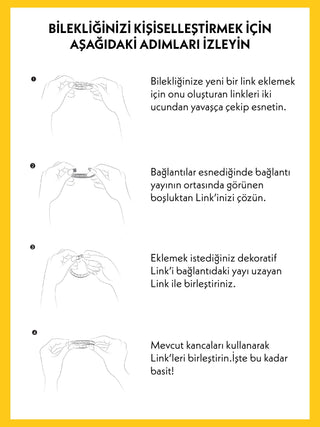 Composable Classic Dekoratif Link - Harfler - A harfi - (01 A) 18K Altın  - Gümüş Rengi Bileklik ile