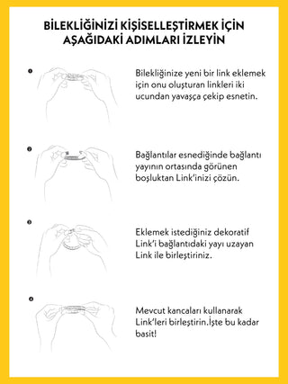 Composable Classic Dekoratif Link - Harfler - A harfi - (01 A) 18K Altın  - Gümüş Rengi Bileklik ile
