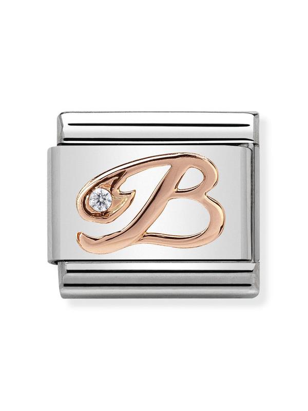 Composable Classic Dekoratif Link - Harfler - B - (02 B) 9K Rose Altın Zirkon